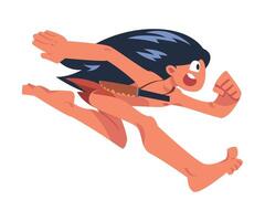 Mowgli as Feral Boy from Jungle Raised by Wolves Running Fast Illustration vector