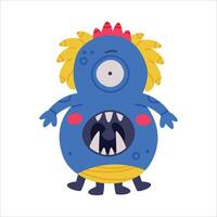 Monster Number Eight or Numeral with Face and Hand Illustration vector