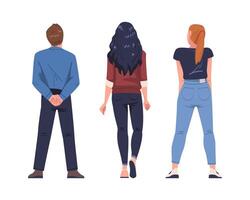 Man and Woman Character Standing Back View Set vector