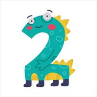 Monster Number Two or Numeral with Face and Hand Illustration vector