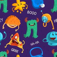 Cartoon Monster Character with Funny Face Seamless Pattern Template vector