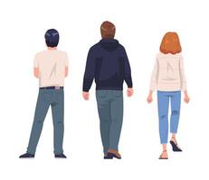 Man and Woman Character Standing Back View Set vector