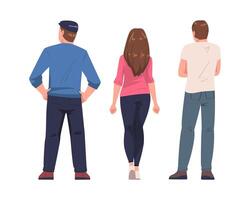 Man and Woman Character Standing Back View Set vector