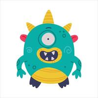 Monster Number Zero or Numeral with Face and Hand Illustration vector