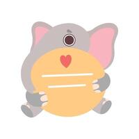 Little Elephant Holding Yellow Empty Banner, Cute Cartoon Animal with Blank Sign Board Illustration vector