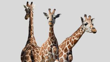 Isolated giraffe close-up portrait clipart with no background distractions on a white background photo
