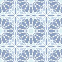 Light blue Islamic geometric pattern with star and sunburst elements. Seamless pattern. vector