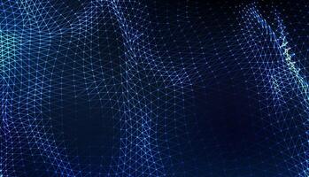 Abstract big data mesh grid in blue, with waves and intricate pattern designs. vector