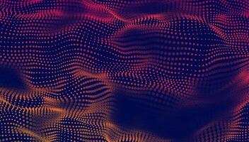 Colorful abstract wave pattern with flowing dots and dynamic gradient, technology and data visualization. vector