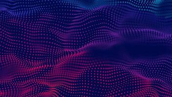 Colorful abstract wave pattern with flowing dots and dynamic gradient, technology and data visualization. vector