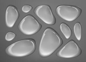 Glossy water drops pattern on dark gray with realistic texture vector