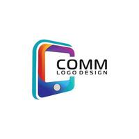 A colorful phone with the word COMM on it vector