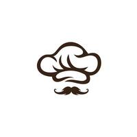 Chef's hat with mustache on top logo design inspiration vector