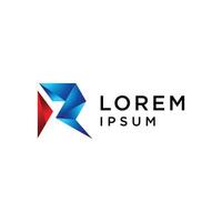 A logo for a company called Lorem Ipsum is shown. The logo is a stylized letter R with a red, blue, and white color scheme. The logo is designed to convey a sense of creativity and innovation vector