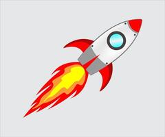 A rocket ship icon with a red and white rocket vector