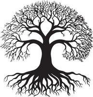 Tree with roots design silhouette art illustration on a white background vector