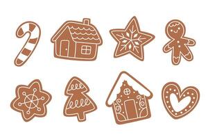 Set of Christmas gingerbread cookies vector