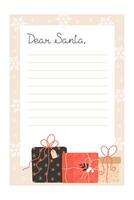 Christmas letter template with snowflakes and gift boxes vector