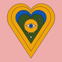 Retro Heart with Eye and Sunburst Symbol vector