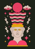Surreal Portrait with Cosmic Elements vector