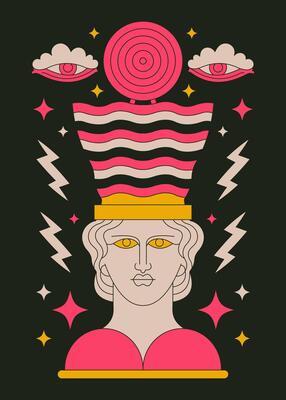 Surreal Portrait with Cosmic Elements