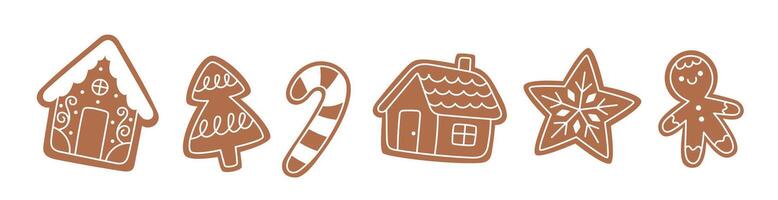 Set of Christmas gingerbread cookies vector