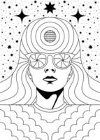 Psychedelic Coloring Page with Cosmic and Retro Elements vector