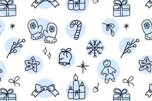 Winter hand drawing pattern. Merry Christmas and Happy New Year. vector