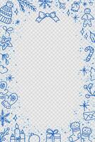 Christmas background with winter elements and space for text on transparent background vector