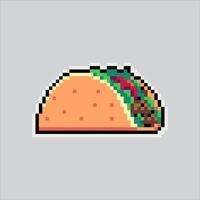 Pixel art illustration Taco. Pixelated Mexican Taco. Mexican Taco Icon pixelated for the pixel art game and icon for website and game. old school retro. vector