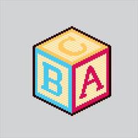 Baby Block Letters. Pixelated Alphabet Cube. Baby Children Block Letters cube Icon pixelated for the pixel art game and icon for website and game. old school retro. vector