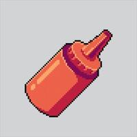 Spicy Sauce. Pixelated Tomato Ketchup. Spicy Tomato Ketchup Sauce Bottle Icon pixelated for the pixel art game and icon for website and game. old school retro. vector