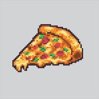Pixel art illustration Pizza. Pixelated Junk Food Pizza. Pizza Pepperoni Fast Junk Food Icon pixelated for the pixel art game and icon for website and game. old school retro. vector