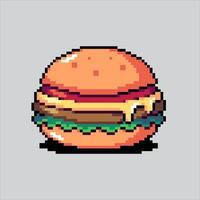 Pixel art illustration Hamburger. Pixelated Beef Burger. Hamburger Beef Burger Sandwich Icon pixelated for the pixel art game and icon for website and game. old school retro. vector