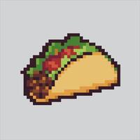 Taco. Pixelated Mexican Taco. Mexican Taco Icon pixelated for the pixel art game and icon for website and game. old school retro. vector