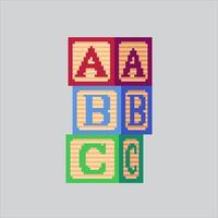 Pixel art illustration Baby Block Letters. Pixelated Alphabet Cube. Baby Children Block Letters cube Icon pixelated for the pixel art game and icon for website and game. old school retro. vector