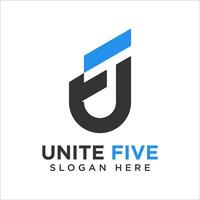 letter fu simple lines geometric badge symbol vector