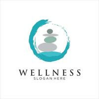wellness abstract logo design of zen with circular brush stroke. vector