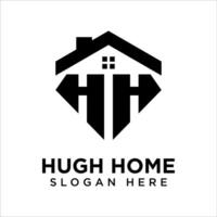 letter hh initial home building logo design template vector