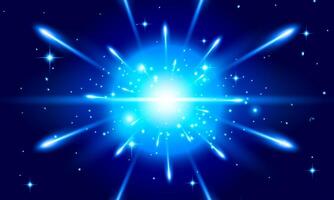 Meteor rain with falling glowing comets. Abstract light digital background. Neon bright light particles, luminous rays in motion. vector