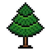 Fir tree in pixel art style vector