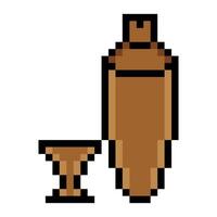 Cocktail shaker in pixel art style vector