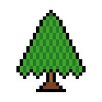 Pine tree in pixel art style vector