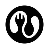 A black and white logo of a fork and spoon vector
