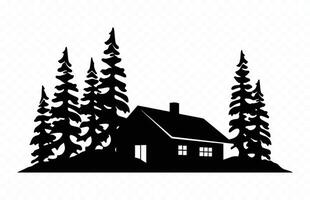 Forest Log Cabin Silhouette vector
