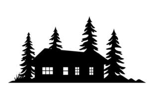 Log Cabin Silhouette Clipart isolated on a white background vector