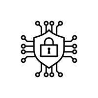cyber security icon design outline style vector