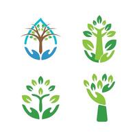 Hand Tree Logo Template Icon vector
