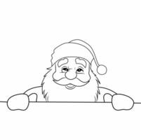 Santa Claus head outline line art doodle cartoon illustration. Winter Christmas theme coloring book page activity for kids and adults vector