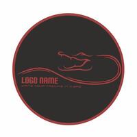 crocodile logo template. Symbol of alligator, Crocodile with text. Wild animal typography badge design. Vintage hand drawn insignia. Stock illustration isolated on white background vector